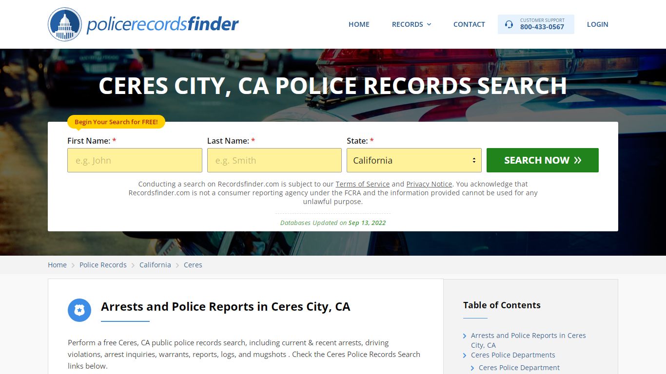 Ceres, Stanislaus County, CA Police Reports & Police Department Records