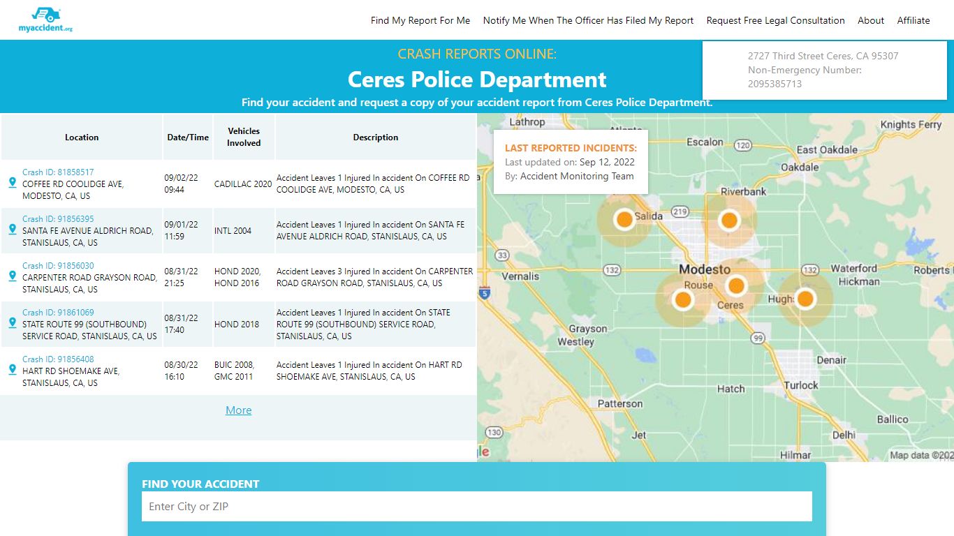 Online Crash Reports for Ceres Police Department - MyAccident.org